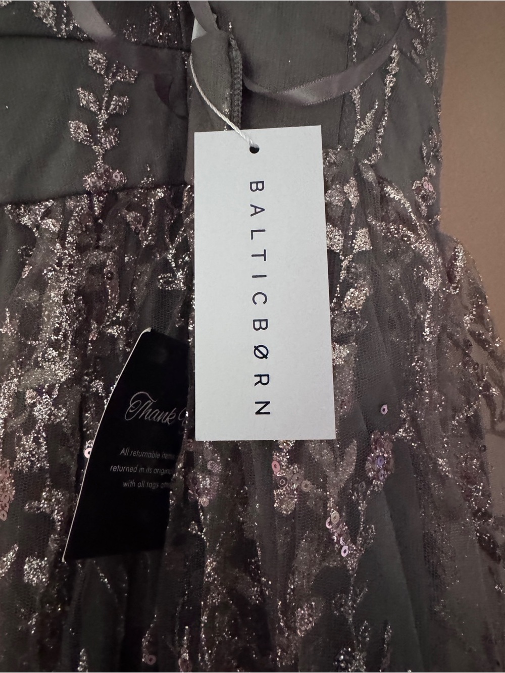 Baltic Born Eucalyptus Gown with Rose Gold Glitter Accents - Picture 3 of 7